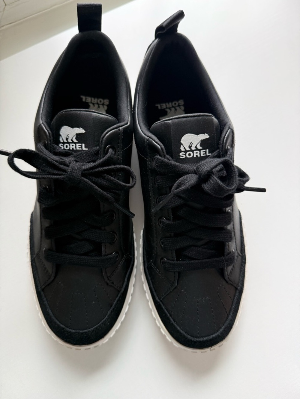 Sorel Black Lace-Up Sneakers with White Logo